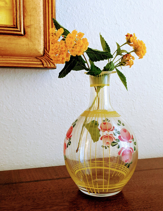 Yellow Striped Floral Vase