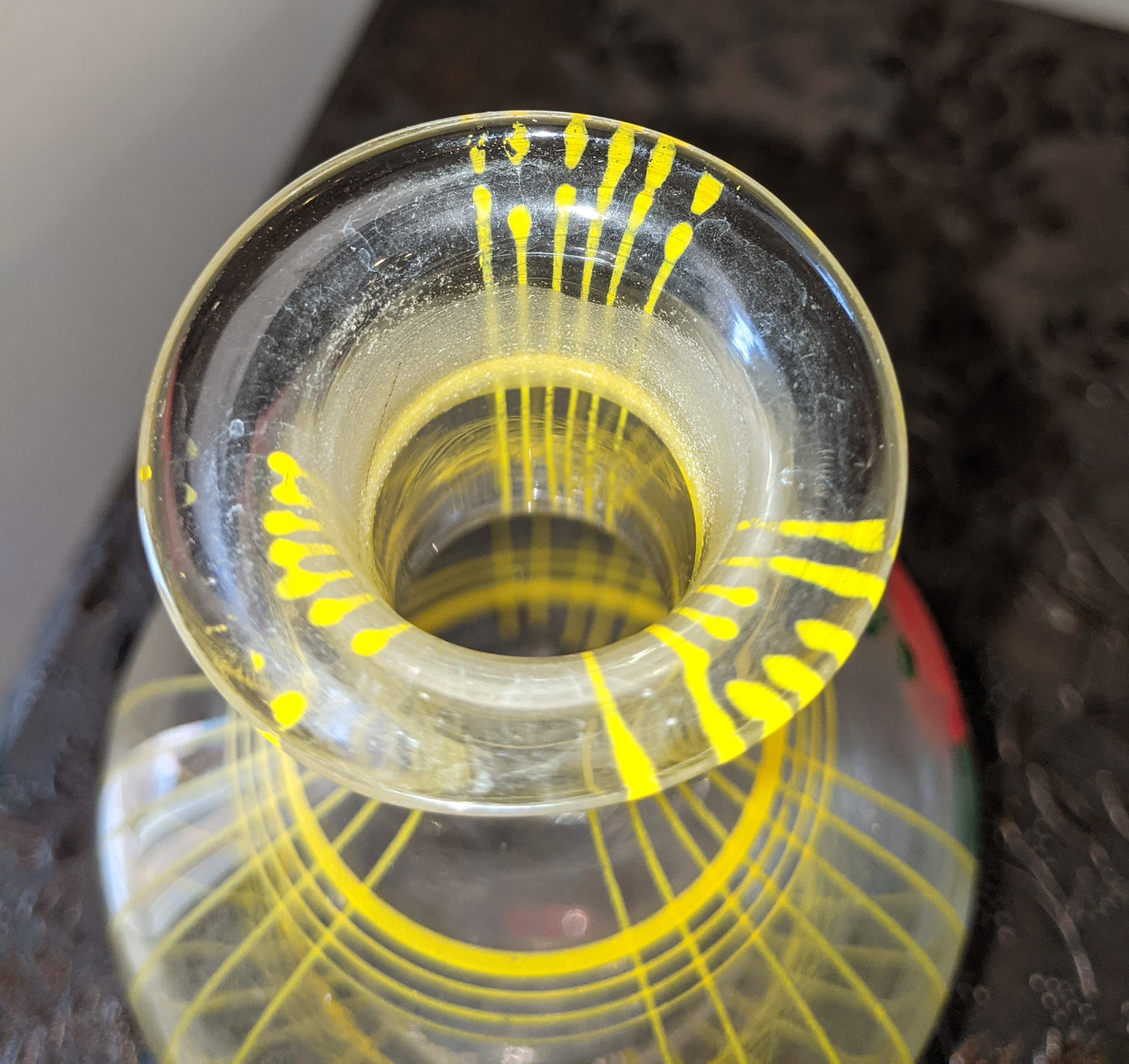 Yellow Striped Floral Vase