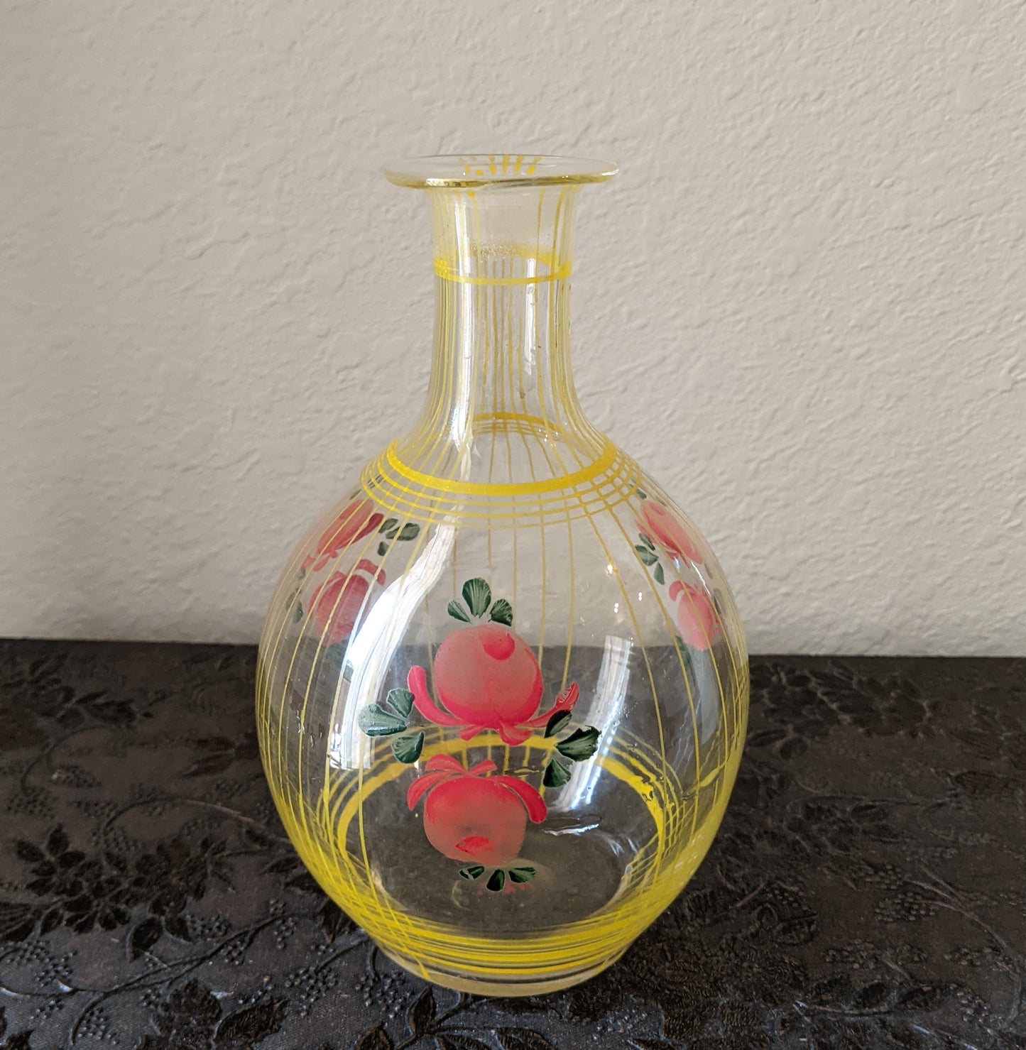 Yellow Striped Floral Vase