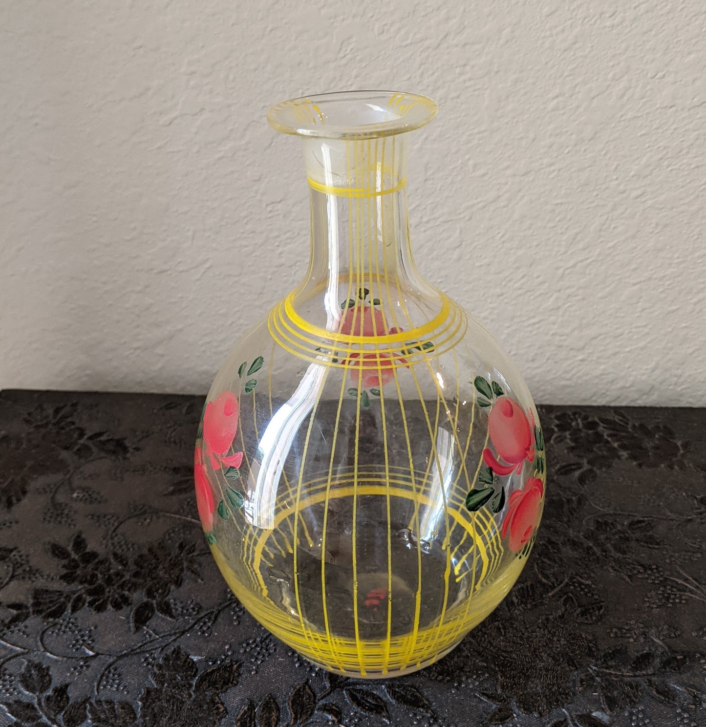 Yellow Striped Floral Vase