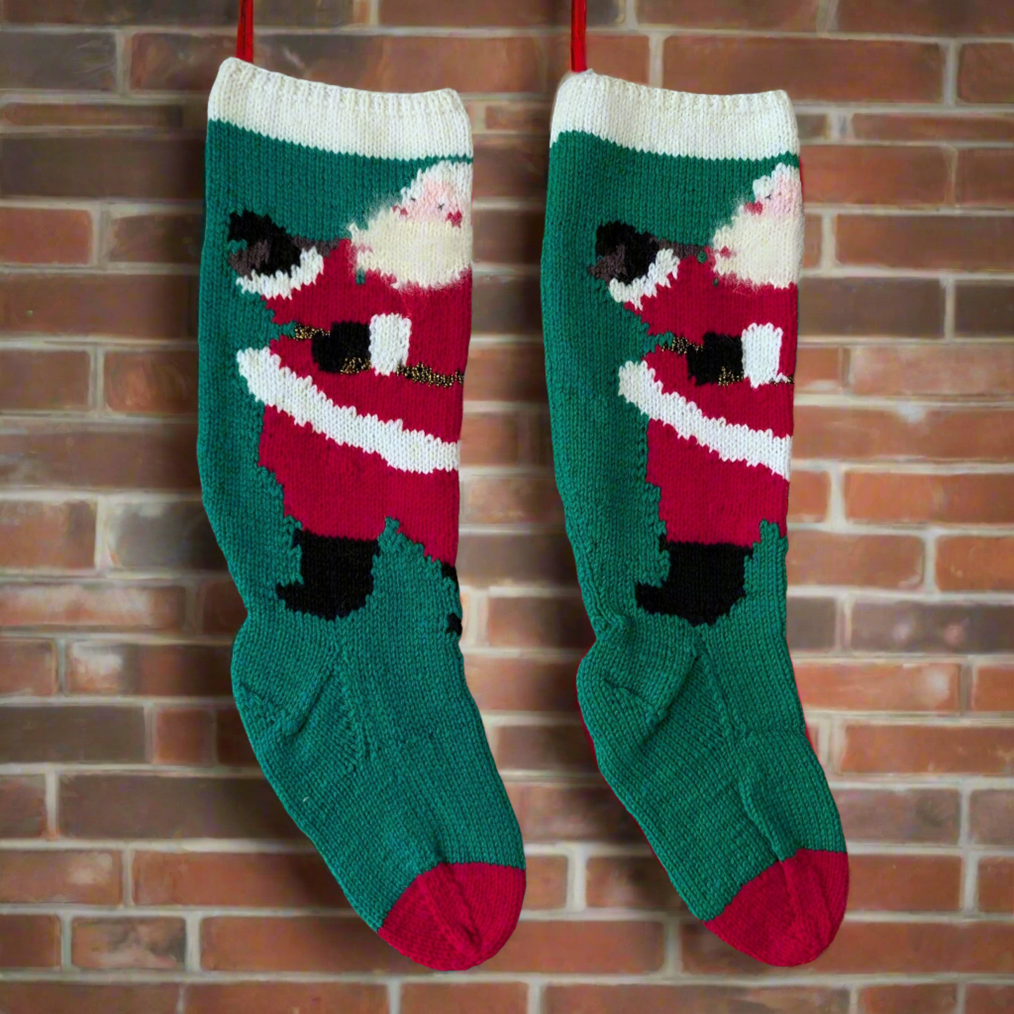 Vintage Knit Santa Stockings