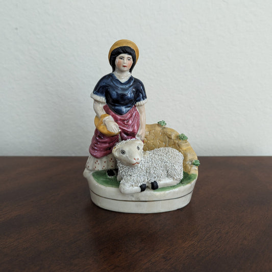 Vintage Shepherdess and Sheep Staffordshire Replica