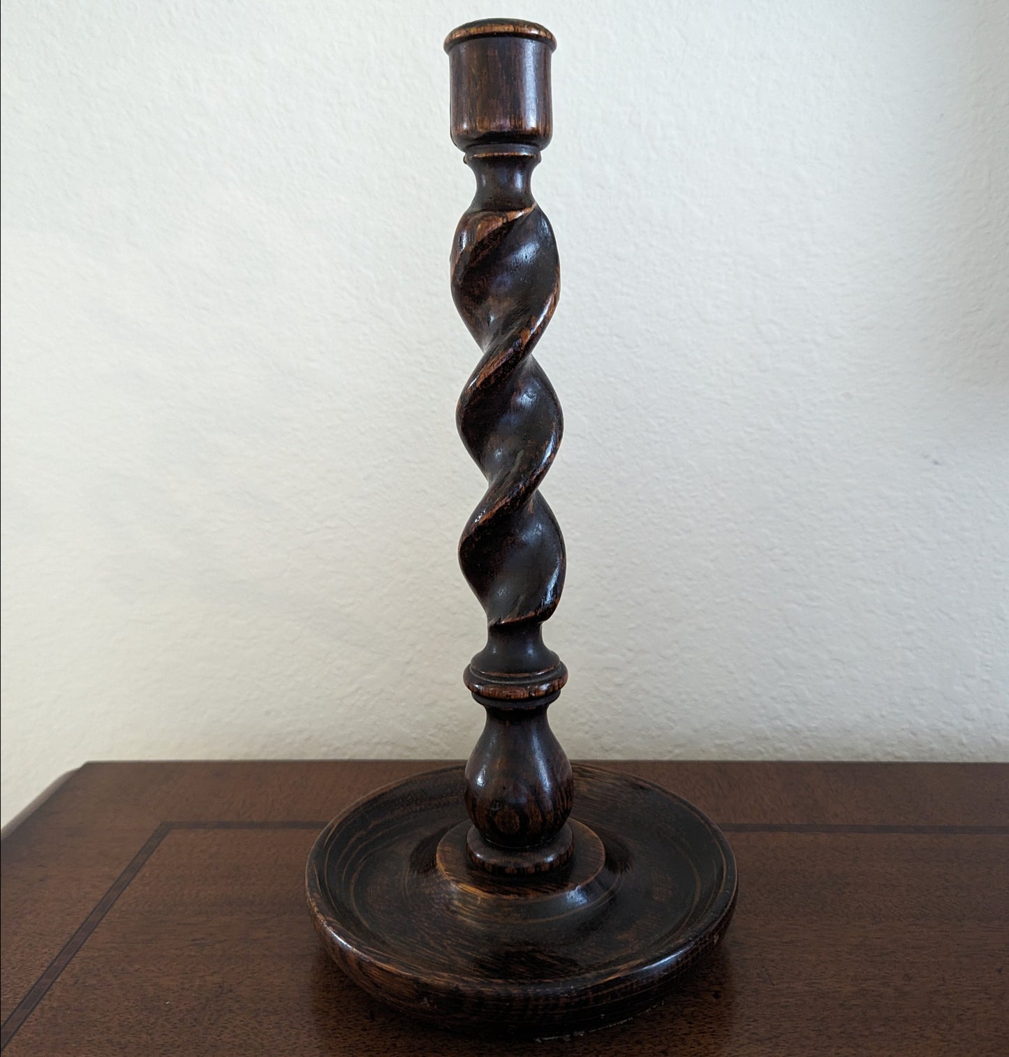 Oak Barley Twist Candlestick