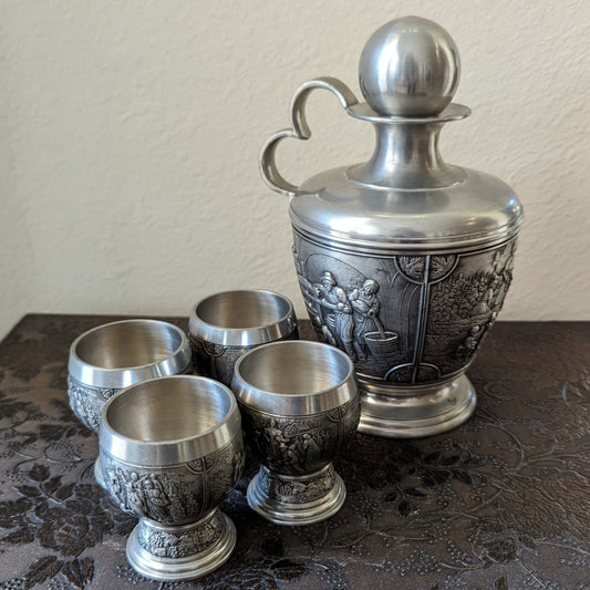 Artina SKS ZINN Pewter Decanter and Goblets