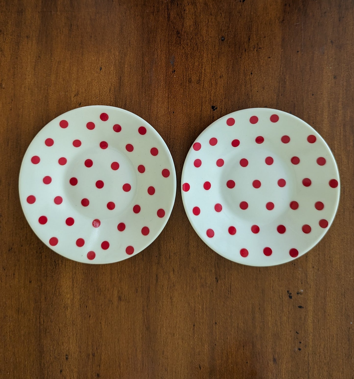 Red Polka Dot Espresso Cups and Saucers