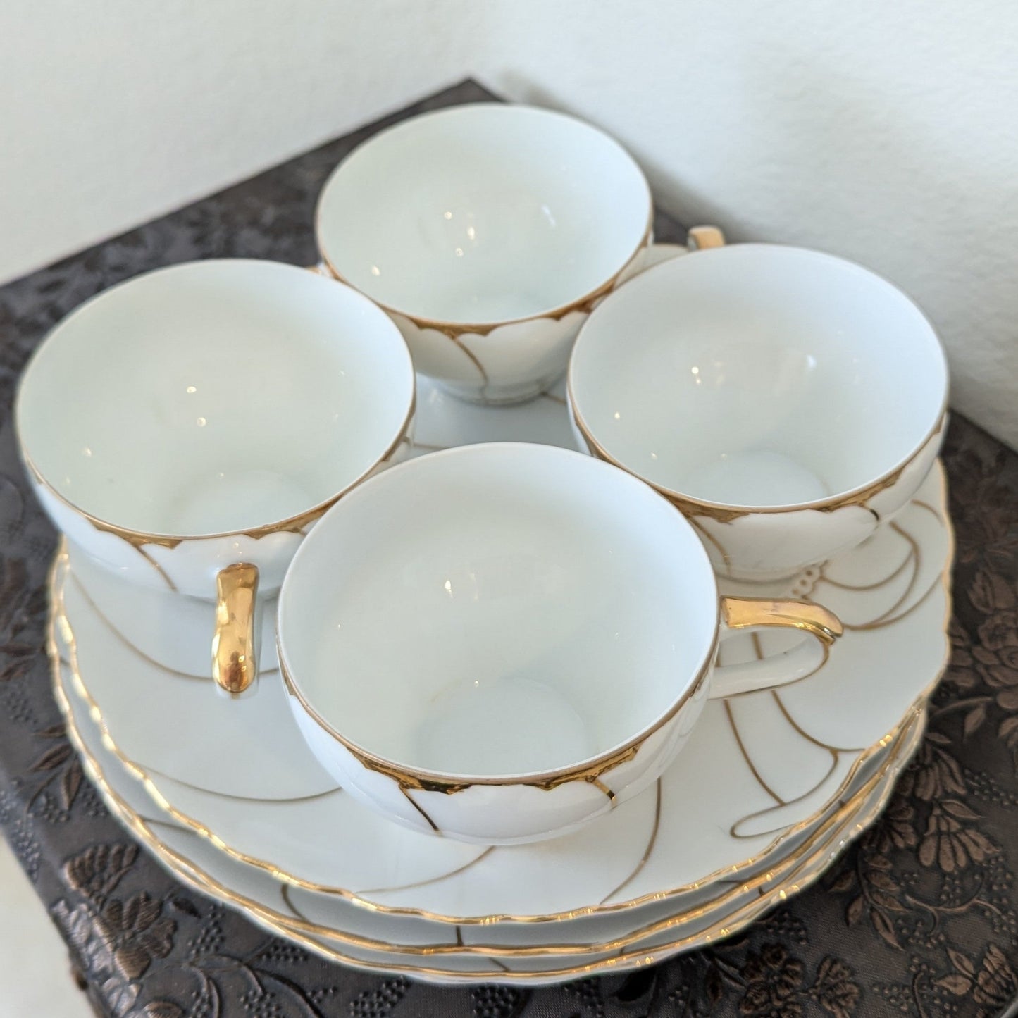 Japanese Bone China Snack Plates and Teacups