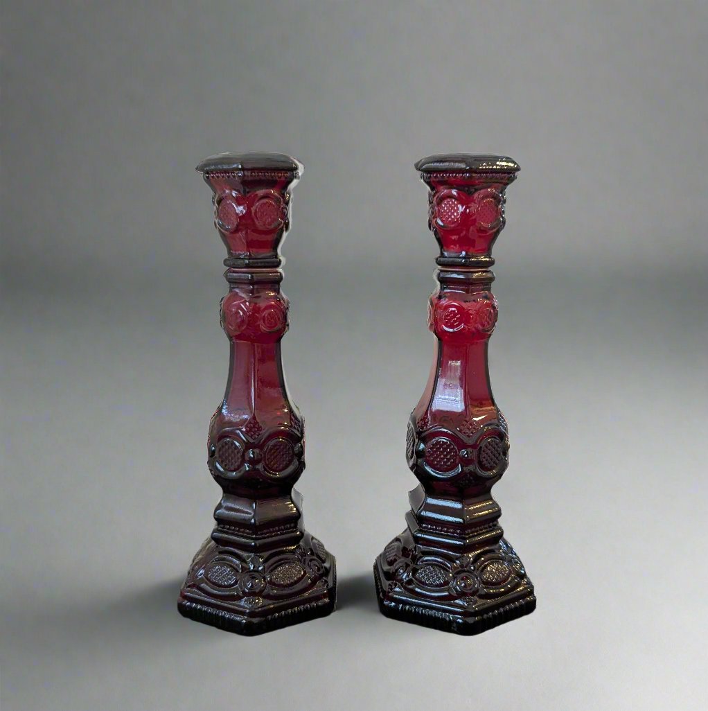 Avon Ruby Red Candlesticks