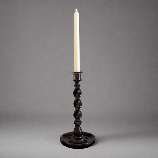 Oak Barley Twist Candlestick