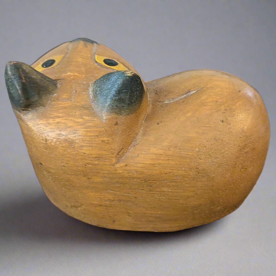 Folk Art Wood Cat Sculpture