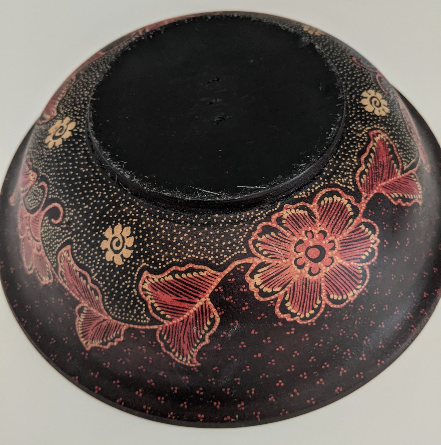 Black Floral Wooden Bowl