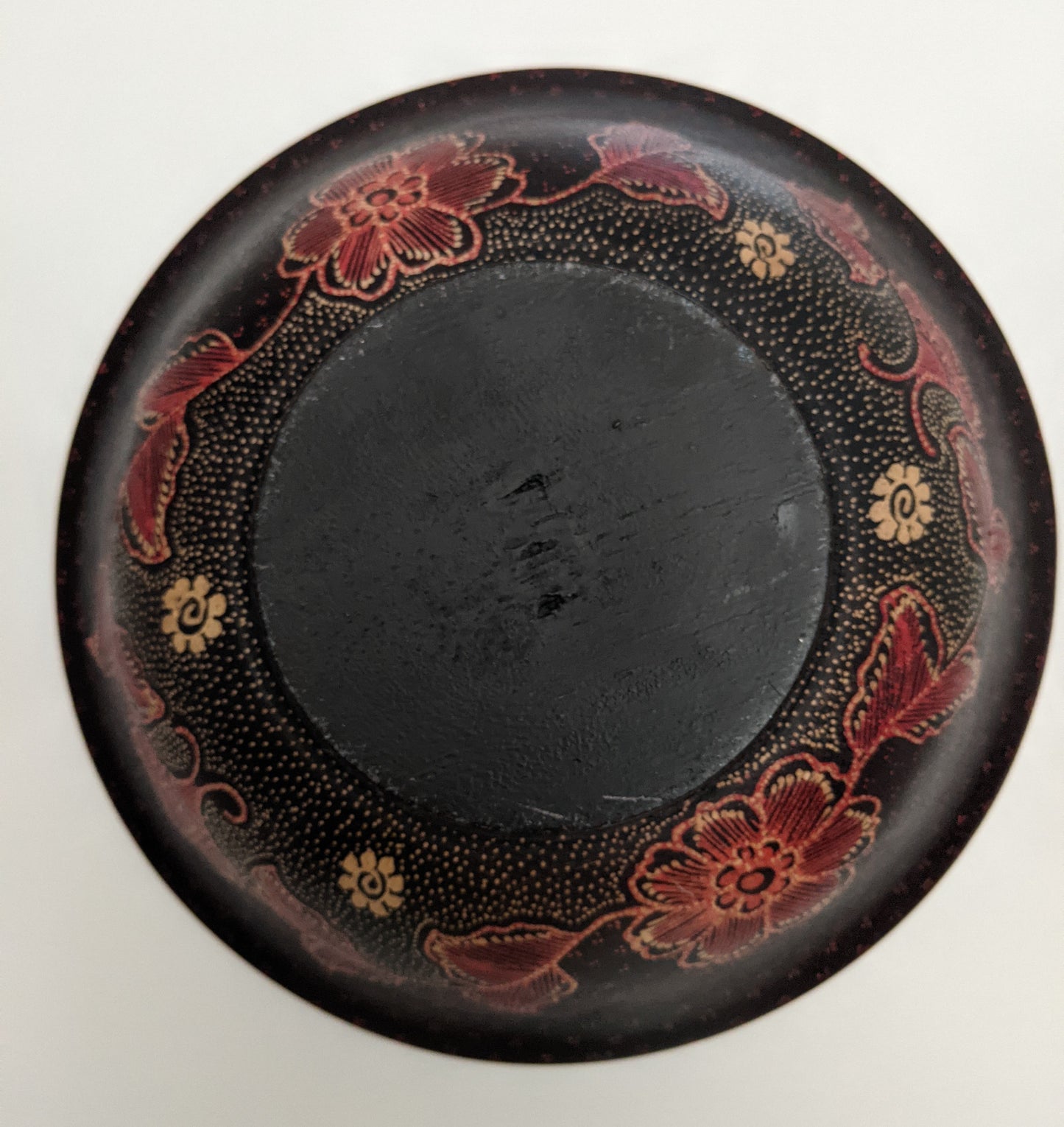 Black Floral Wooden Bowl